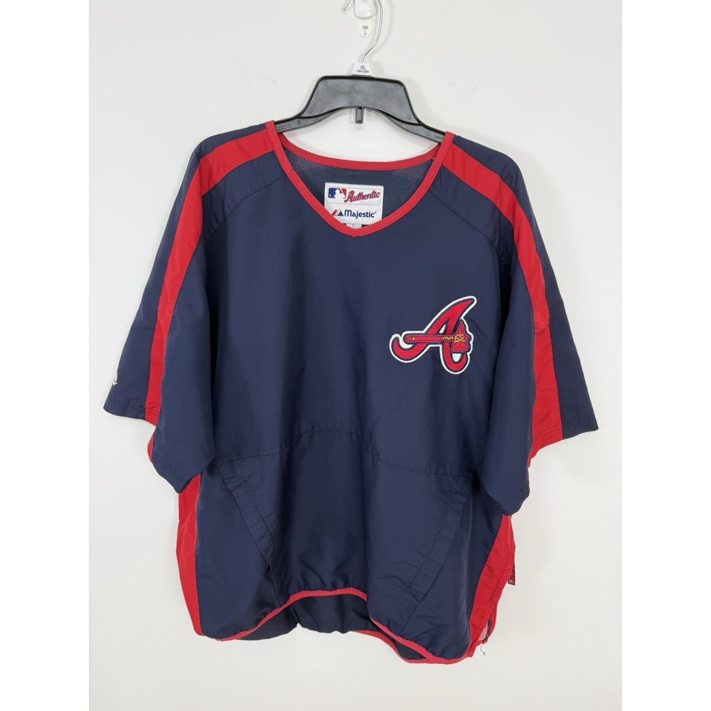 Majestic Atlanta Braves MLB Short Sleeve Dugout Authentic Collection Pullover L